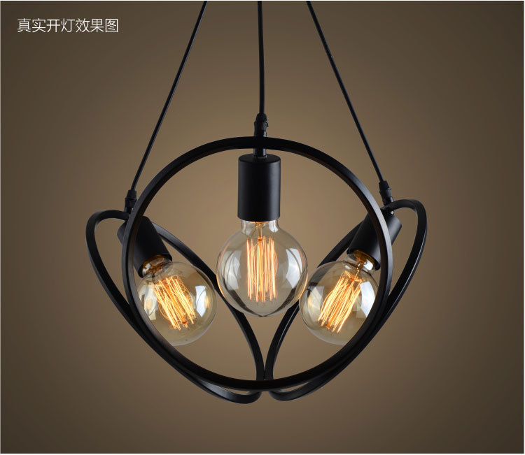American Country Industrial Vintage Loft Style Wrought Iron 3 Head Pendant Light Restaurant Coffee Shop Retro Lamp Free Shipping