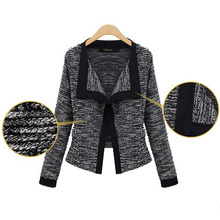 Spring Autumn New Women Knitted Jacket Cardigan Black White Short Slim Coats Jacket 2016 New Tops KFF305