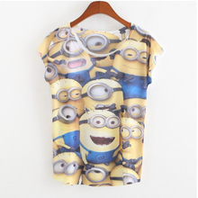 Despicabe Me Lovely Cartoon 3D Minions Print T shirt Casual Cotton Short Sleeve Emoji T-shirt Women Summer Clothes Ropa Mujer