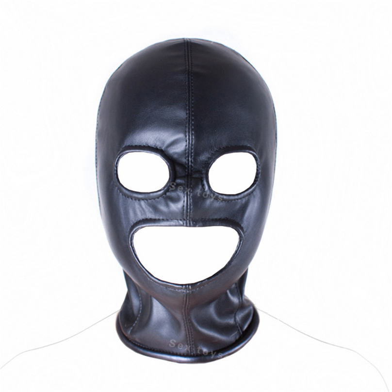 Soft Leather Fetish Mask Hood Sexy Toys Fetish Open Mouth Eye Hood Mask 