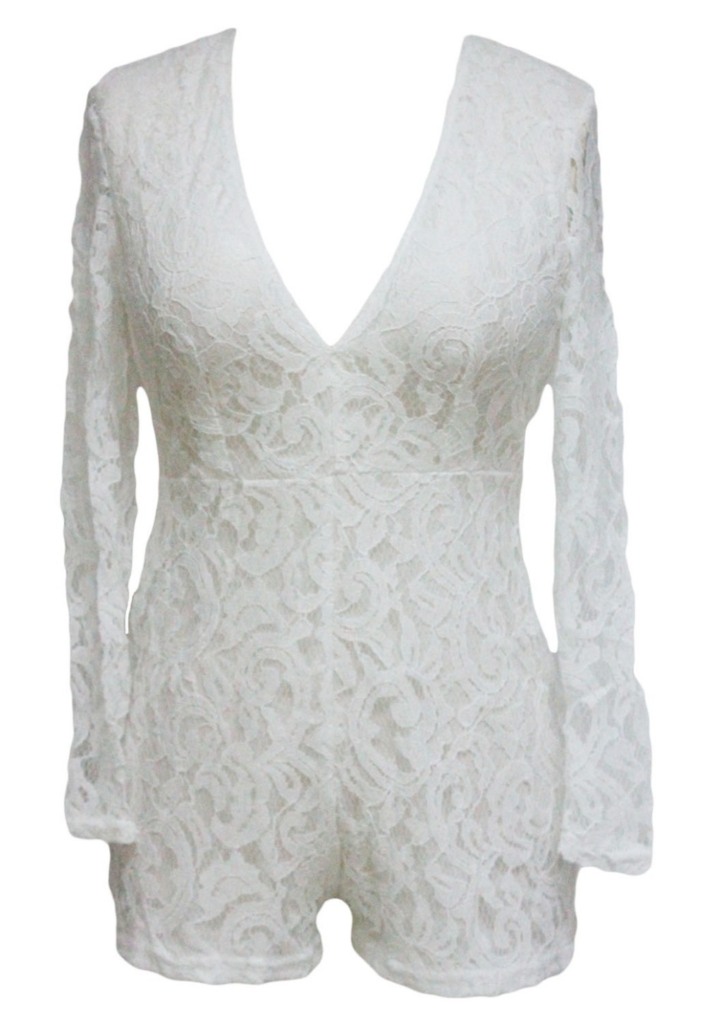 White-Alluring-Deep-V-Neck-Long-Sleeve-Lace-Romper-LC60071-1-2