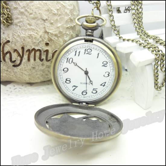 New Steampunk Quartz Dress Pocket Watch Rose Flower Vintage Style Bronze Necklace Pendant Chain Clock