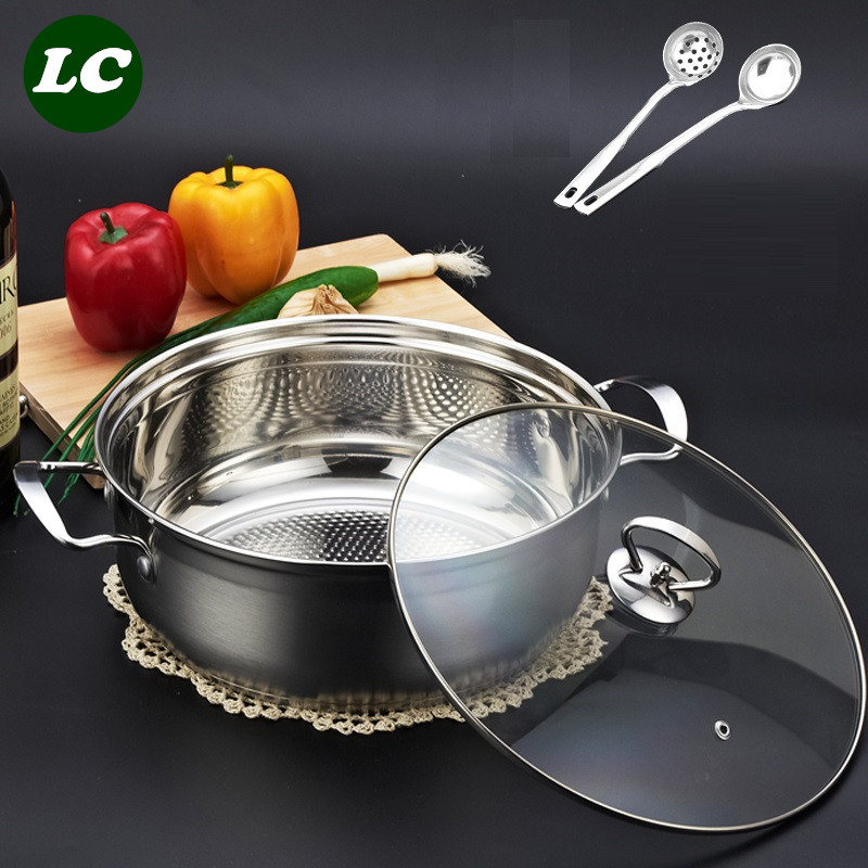 304 contextual soup pot glass cover stainless steel compound sole thickening cookware electromagnetic furnace 22cm