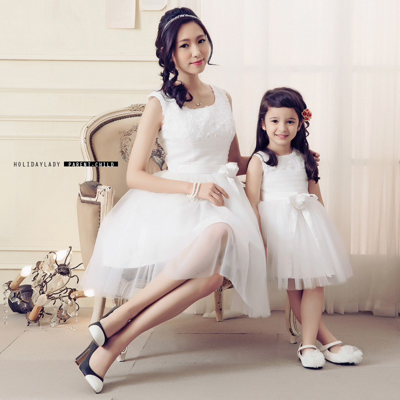 Matching white dresses for mother and daughter Clearance