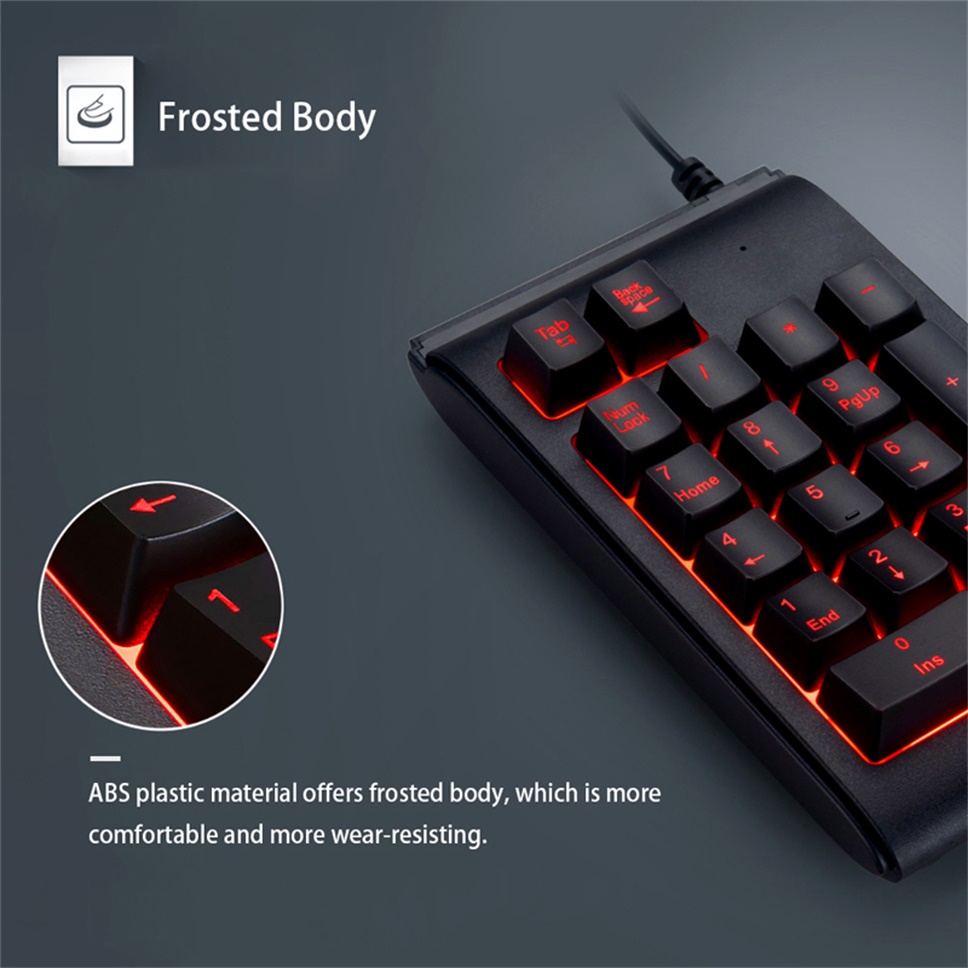 USB Wired Numeric Keypad，19 Keys Mini Portable Numpad LED Backlight