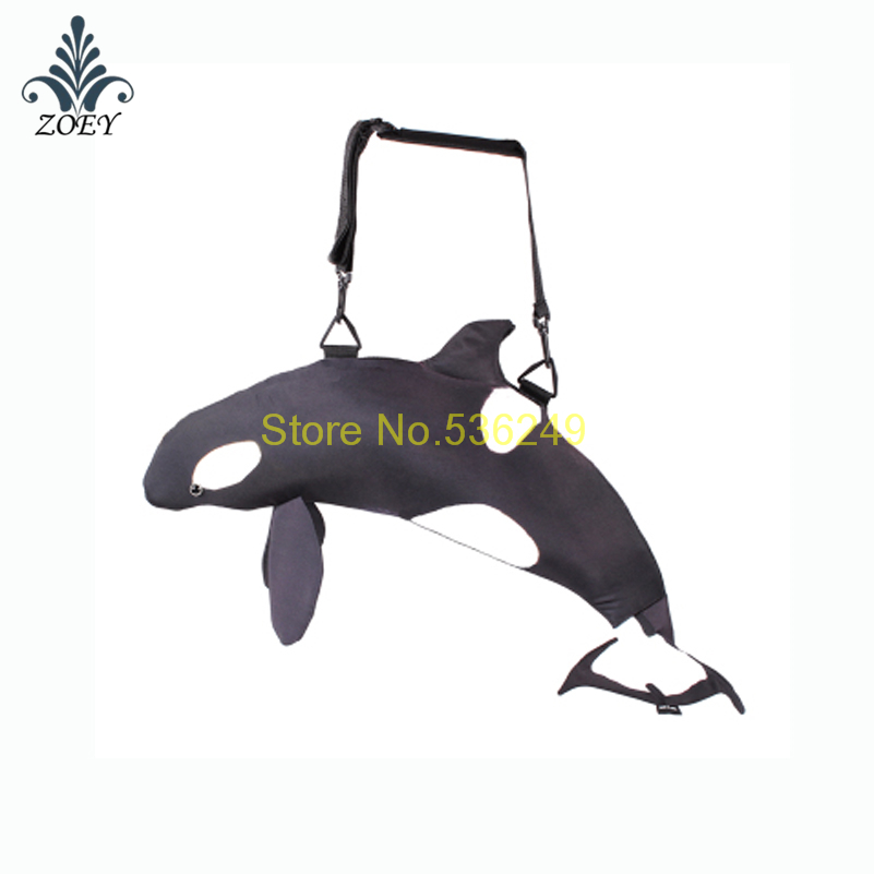 Black Killer Whale Bag Colorful Ocean Fish Messenger Bag Creative 3D Fish Sling Bag