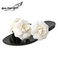 Women Summer Sandals 2015 Jelly Shoes Summer Sandals Flowers Women Slippers Beach Flip flops Flat Thong