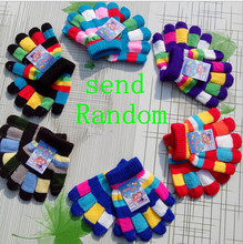 1Pair Send Random Korea New winter warm kids gloves knitted gloves children stripe gloves suit for 2-3 years Free shipping CG007