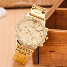 Golden Women Watches Luxury Ladies Stainless Steel Casual Quartz-Watch Women Clock Relogios Femininos hodinky dames horloges
