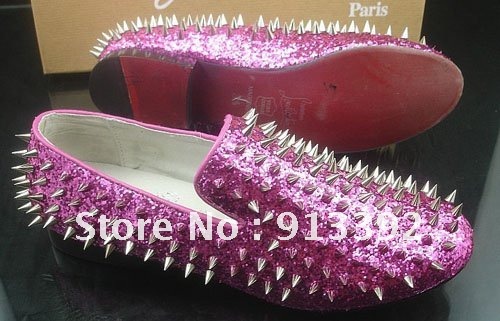 Aliexpress.com : Buy Sexy Women\u0026amp;Men Pink Glitter Spikes No Heels ...