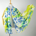 Hot Sale Fashion Autumn Winter Scarves Stoles Soft Design Women Long Scarf Flower Pattern Print Chiffon