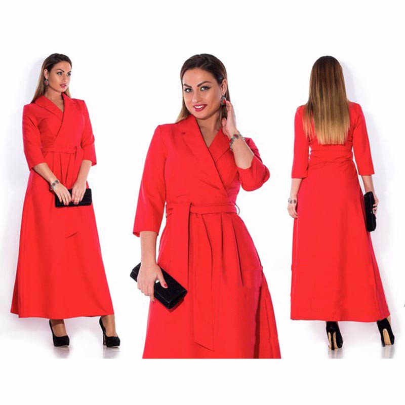 2015-Women-Maxi-Solid-Red-Blue-Dress-Long-Elegant-Sexy-Casual-Autumn-Winter-Turn-down-Collar (1)