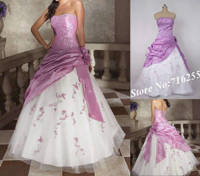 Robe de mariee blanc et lilas