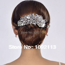 Vintage Inspired 5″ Bridal Bridesmaid Flower Rose Hair Comb Pieces Clear Teardrop Made with Swarovski Elements Crystal