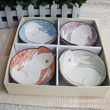 [Chang] breeze painted ceramic underglaze color cute cartoon rabbit hot new bowl