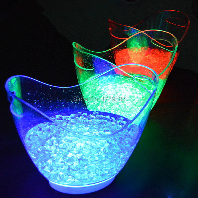 4PCS Lot Red Blue Green White Colors rechargeable huge luminous 8L LED ICE Bucket champagne beer