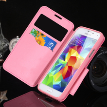 S4 S5 Capa Korean Style Open Window Leather Case For Samsung Galaxy S5 SV i9600 S4