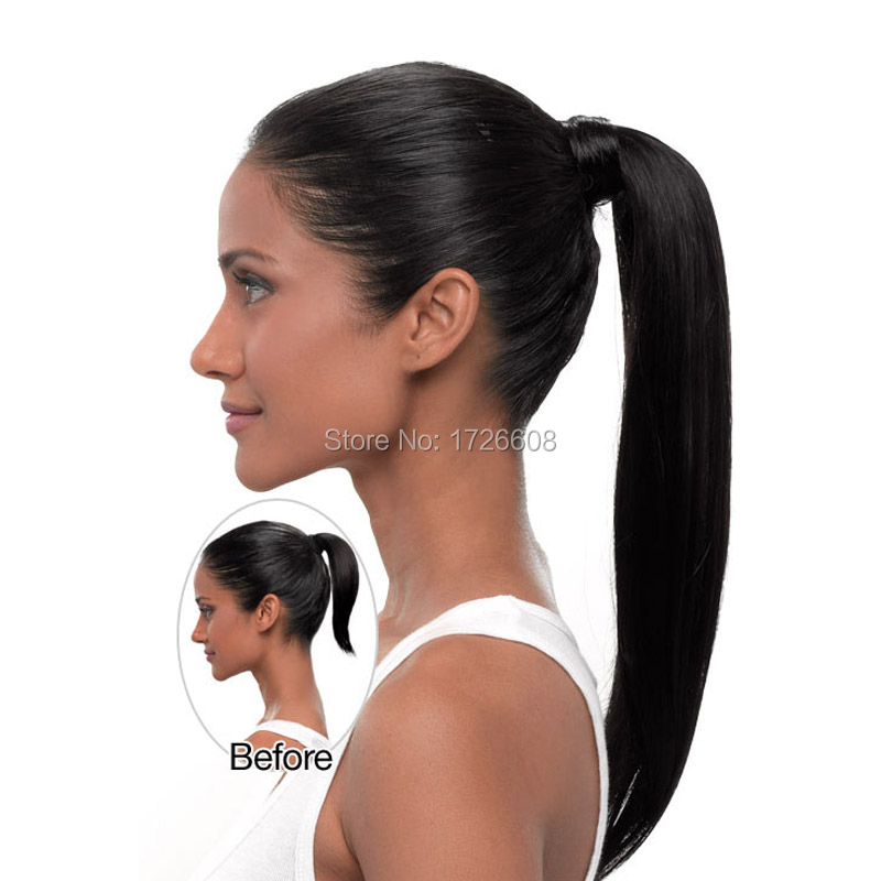 Faux-Wrap-around-Synthetic-hair-ponytail-extension-pressure-clip-Simply-22-long-straight-pony-100-premium