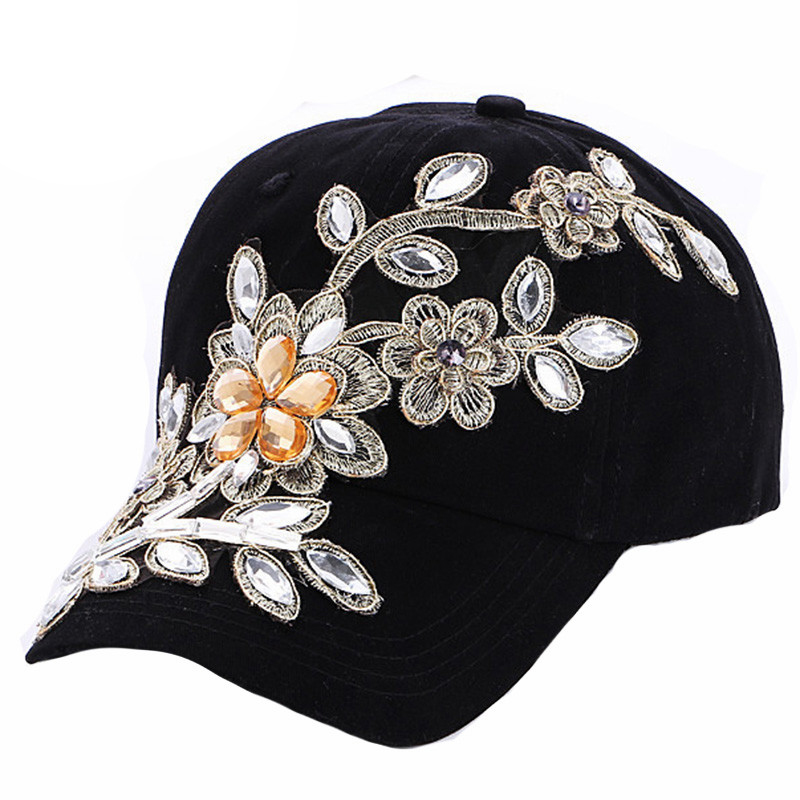 The-most-2017-New-Fashion-Adjustable-Women-Diamond-Flower-Baseball-Cap-Summer-Style-Lady-Jeans-Hats