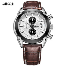 BAOGELA hot brand quartz watch man fashion analog watches men casual chronograph hour luxury luminous leather wristwatch male