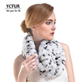 YCFUR Women Ring Scarves Winter 2016 New Arrival Genuine Rex Rabbit Fur Wraps Winter Knit Real