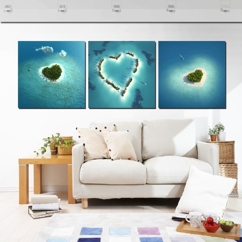 modern home decoration wall painting blue seascape romantic love