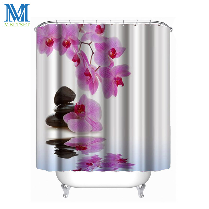 180X200CM Water Flower Stone Waterproof Shower Curtain Bathroom Products Polyester Bath Curtain