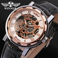 winner watch mechanical watch for men black leather band free shipping WRG8008M3T3