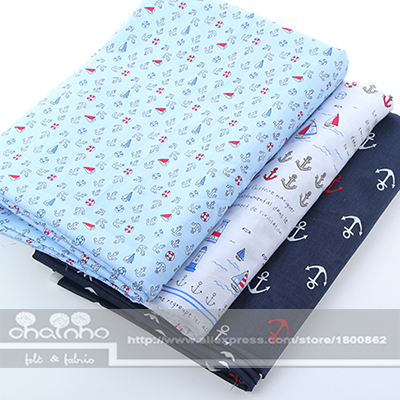 Cotton Fabrics For Sewing DIY Handmade Hometextile Cloth For Dress Curtain Anchor Series Big Patchwork Ocean