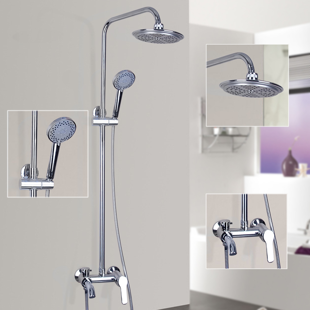 Polish Chrome Mixer Cold&Hot Water Shower Set Faucets With the Hand Shower Wall Mounted Shower Set Faucets