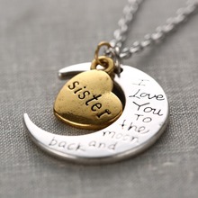 Fashion I Love You Mother Mom dad sister Gift Silver Gold Engraved Letter Pendants Statement Choker