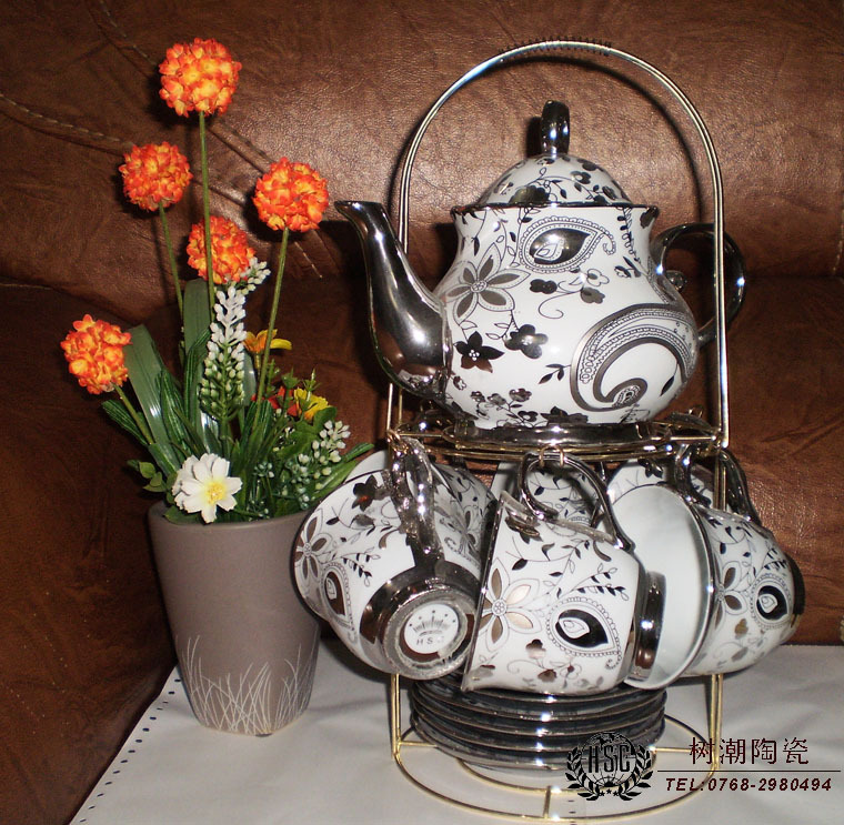 Set ceramic tea set fashion classic platinum teapot hoaxed belt coffee and tea