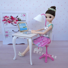 Free Shipping,doll furniture desk+lamp+laptop+chair+phone 5 accessories for Barbie Doll,girl play house