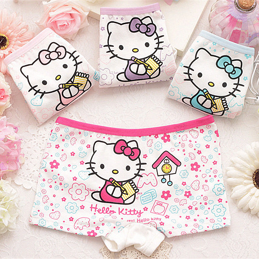 6pcs/lot Girls Underwear Hello kitty Printed Boxer Shorts Children Panties Kids Underpants Baby