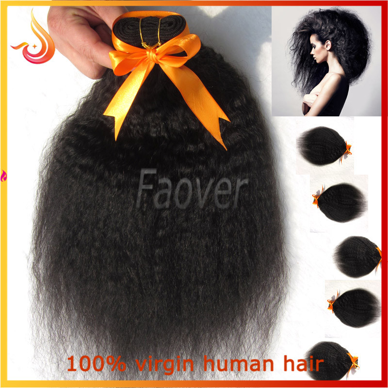 Queen Hair 3Bundles/lot Unprocessed Brazilian Virgin Hair Weaves afro kinky straight coarse yaki / italian yaki free shipping