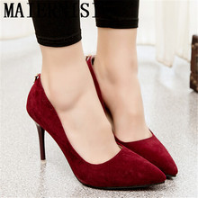 Vintage Sexy Red Black Blue Pointed Toe High Heels Women Pumps Shoes 2016 Brand New Design