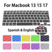 New EU Spanish Alphabet Letter Silicone Keyboard Protector Cover Skin Layout for Apple Mac MacBook Pro 13 15 17 Air 13
