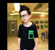 Korean Baby Kids Boy Girl Long Sleeve T-shirt Tops Cute Owl Pattern Casual Shirt