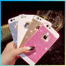 Hot Giltter PC Hard Plastic Cut Logo Diamond Bling Drill Crystal Fundas Case For Iphone 4 4s 5 5s 6 6S Plus Back Cover Capa Para