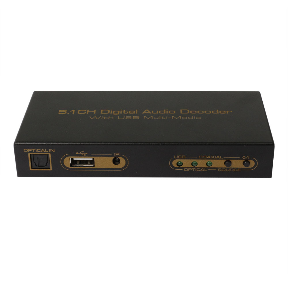 5.1CH Digital Audio Decoder With USB2.0 Multi-Media TO CVBS AV 2.1 Optical fiber turn 5.1 audio AC3 DTS LPCM for DVD PC