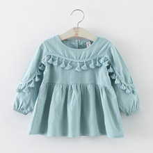 Retail! New branded baby girls dress tassel baby party dress baby clothing pink white free shipping