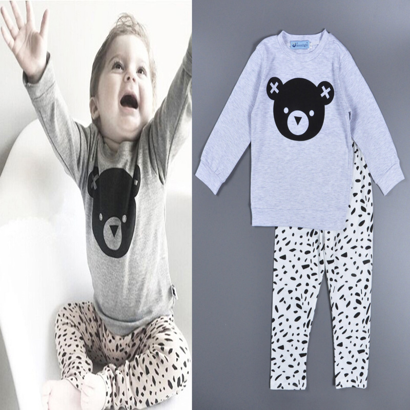 wholesale Bobo Choses baby girl clothing sets Bear Head T-shirt + Spot pants baby boys girls clothes Christmas gift vetement