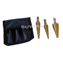 2014 New BL House Keeping 3pc Quick-change 1/4″ Coated Step Drill Bit Set Household Power Tool Drill Bit LB