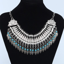 2015 Fashion Power choker Statement Bohemian necklace pendants Vintage Coin gypsy ethnic Silver maxi Necklace Women