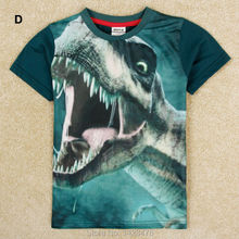 Boys T shirt 2015 nova Jurassic Park tyrannosaurus rex velociraptor boys character short sleeve T shirt