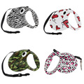 Free Shipping Dog Leash Pet Product Retractable Dog Leash Camouflage Leopard Print Zebra stripe Lovely Pattern