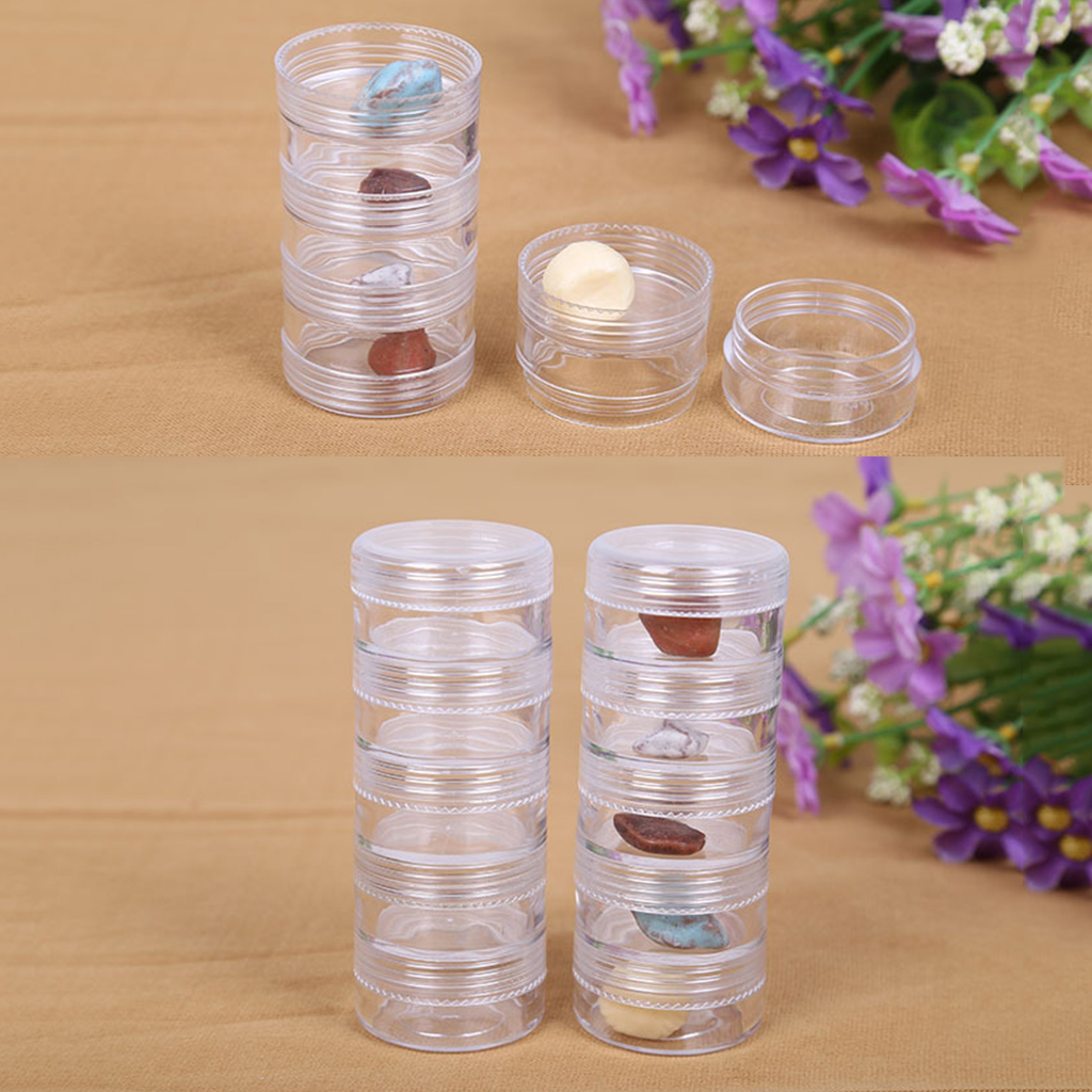 New 4 Storage Stackable Screw Clear Containers 5 Stackable Nail Art Container SZ 