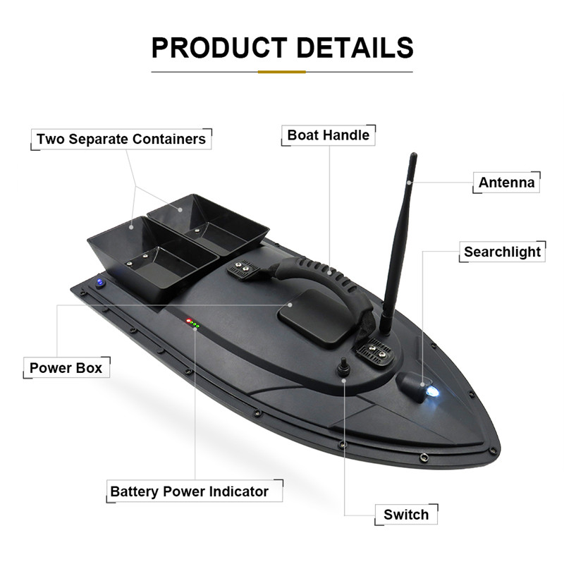 Flytec Fishing Bait Boat 500m Remote Control Bait Boat Dual Motor RC Fish  Finder 1.5KG Loading with LED Light for Fishing 
