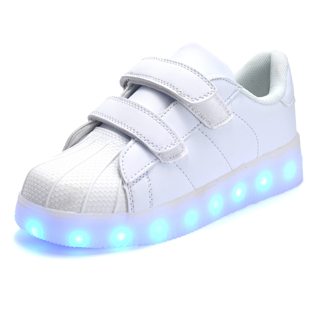 2016 Новорожденных Девочек/Мальчиков Свет Кроссовки, 7 LED Цвета Дети Мода USB Зарядка Кроссовки, дети Мигающий Свет Обувь