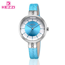 KEZZI Brand Charming Ladies Watches Embossing Floral Leather Strap Wristwatches Japan Quartz Watches for Small Wrist
